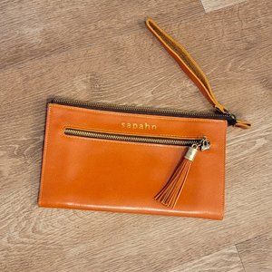 SAPAHN Wristlet  Clutch - Rust Orange - Leather Tassel - VGC !  Cedars